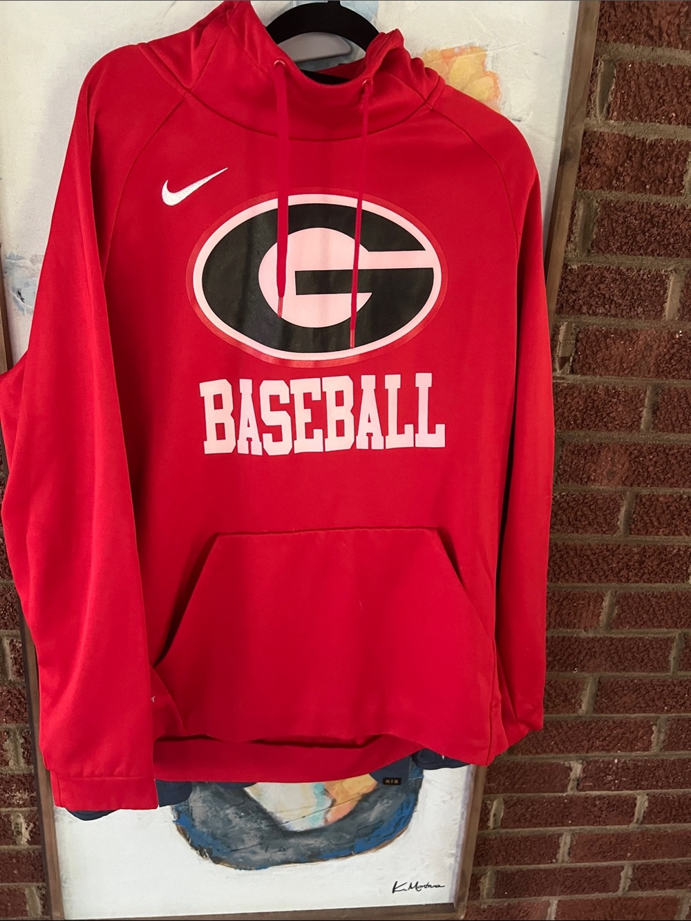 Nike Men's Dri Fit Georgia Bulldogs Baseball Red Hooded sweatshirt Size L